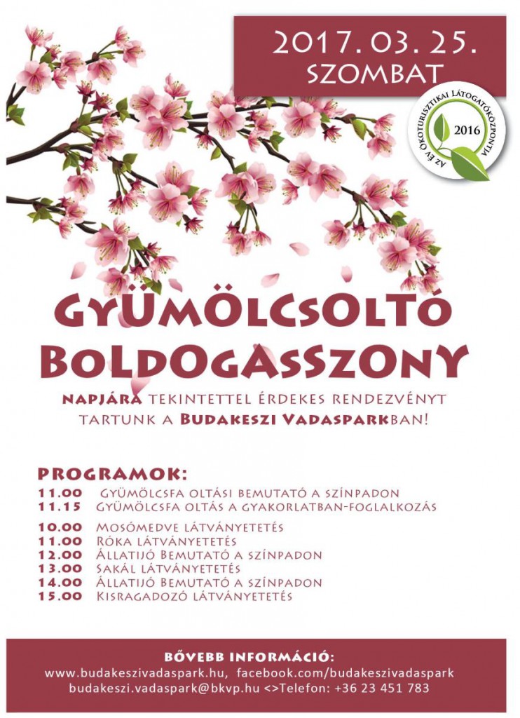 Oltsunk együtt gyümölcsfát a Budakeszi Vadasparkban! – 2017.03.23