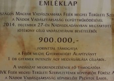 Jótékonysági vadászat :  Az i-re a PONT! – Az emléklap átadása – 2015. január 26