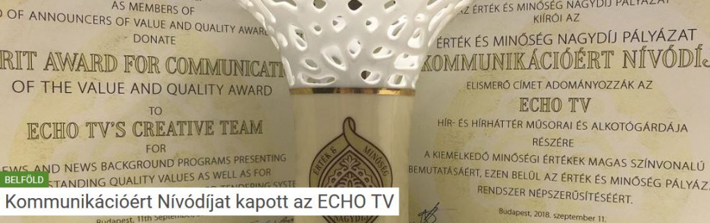 Nívódíjat kapott az ECHO-TV – 2018.09.11.